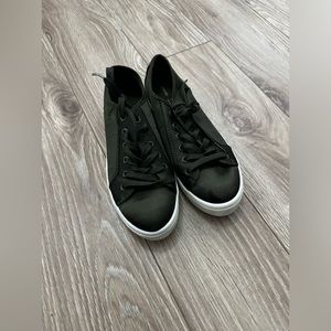 GEORGE Platform DARK CAMO GREEN Satin Lace Up Sneakers